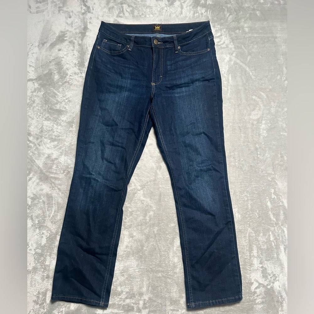 Lee Straight Leg Jeans Women’s 12 Dark Wash Denim - Picture 1 of 9